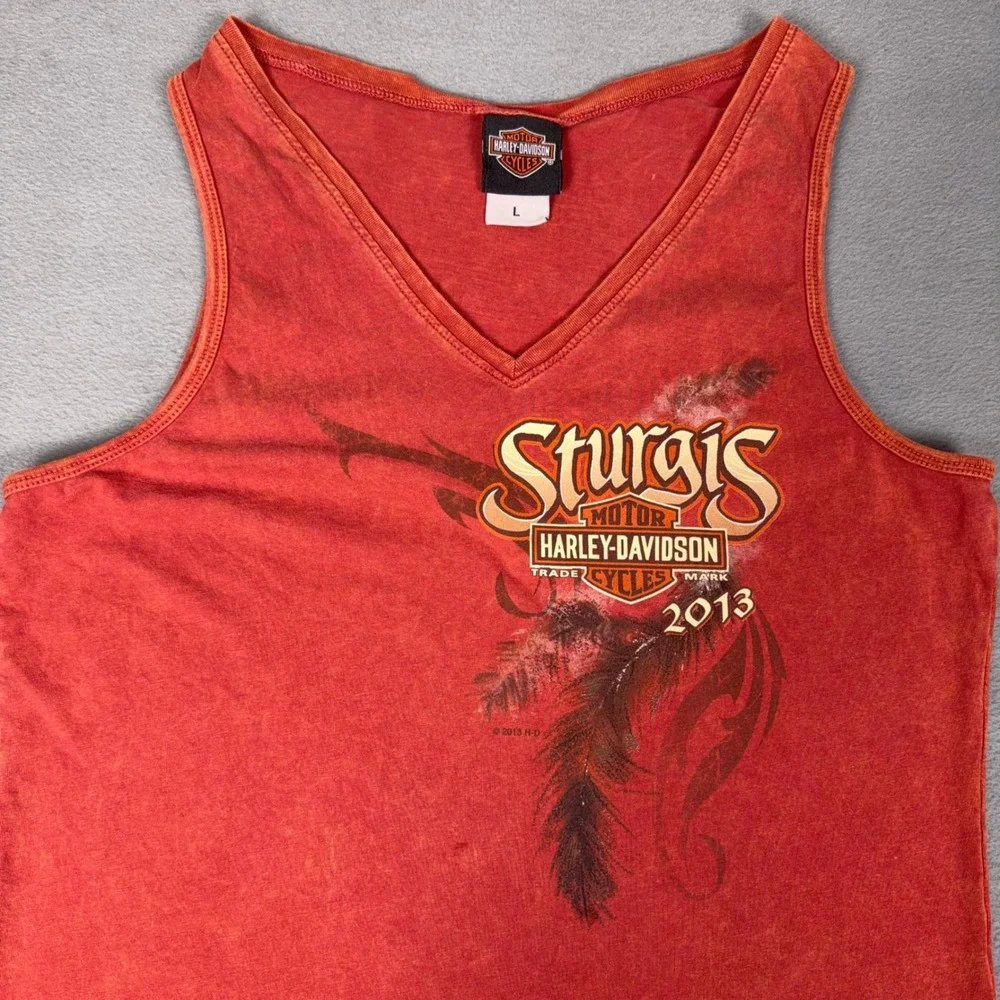 Harley Davidson Womens Tank Top L Sturgis 2013 Black Hills‎ Rapid City SD V Neck